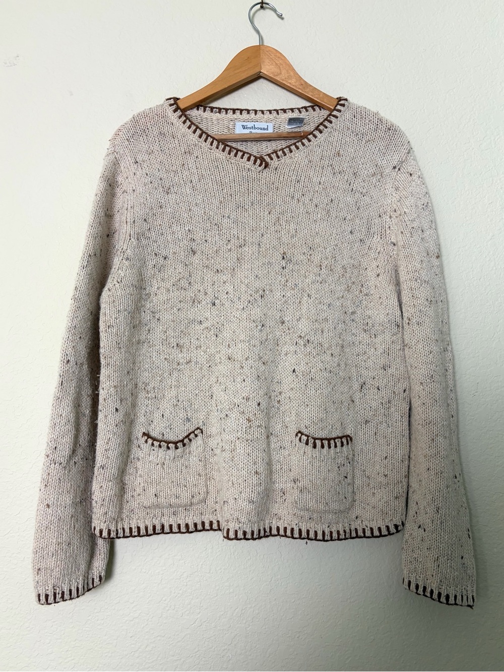 Vintage Cotton Cream Brown Neutral Nature Hippie Bobo Whimsy Gorpcore Sweater